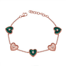 Load image into Gallery viewer, Malachite and Diamond Fluted Heart Chain Bracelet (1.7ct)