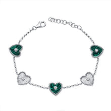 Load image into Gallery viewer, Malachite and Diamond Fluted Heart Chain Bracelet (1.7ct)