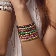 Load image into Gallery viewer, Black and White Diamond Domed Stretch Bracelet