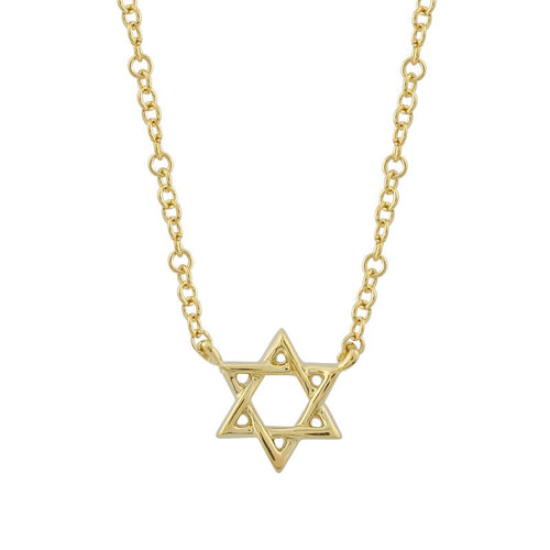 14k Yellow Star of David Gold Necklace