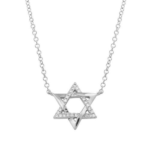 Star of Diamond Necklace 14k White Gold