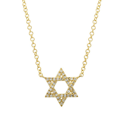 Star of David Diamond Necklace 14ky
