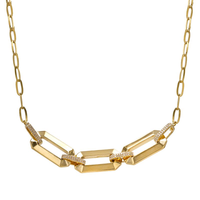 14k Yellow Gold Diamond Link Necklace