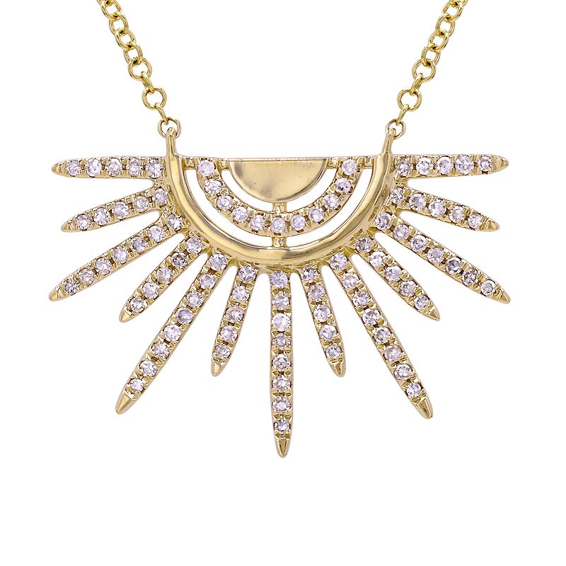 Half-Sun Diamond Necklace - 14k Yellow Gold
