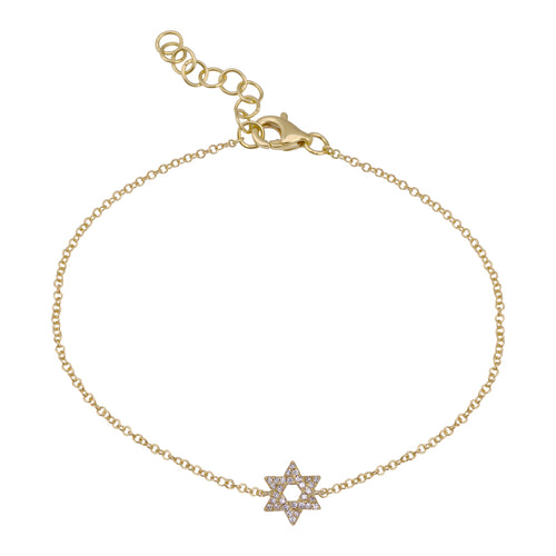 14k Yellow Gold Diamond Star of David Bracelet