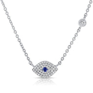 Evil Eye and Hamsa Pendant Necklace .26ct