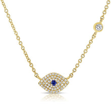 Load image into Gallery viewer, Evil Eye and Hamsa Pendant Necklace .26ct