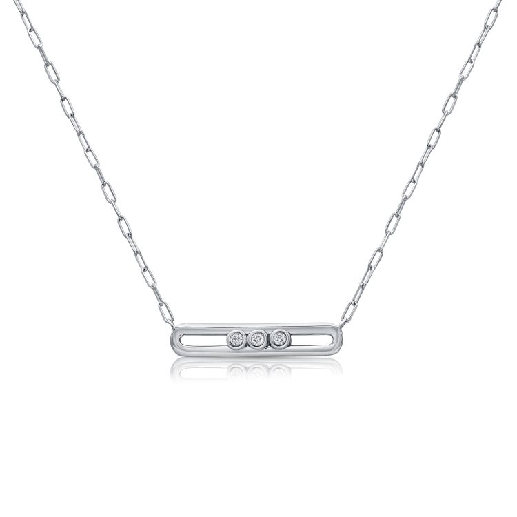 Bezel and Channel Set Fashion Necklace .07ct