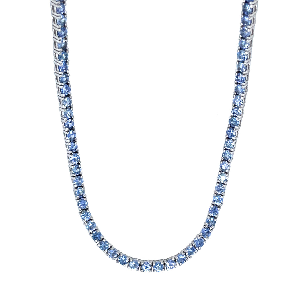 Blue Sapphire Tennis Necklace