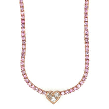 Load image into Gallery viewer, Pink Sapphire Heart Tennis