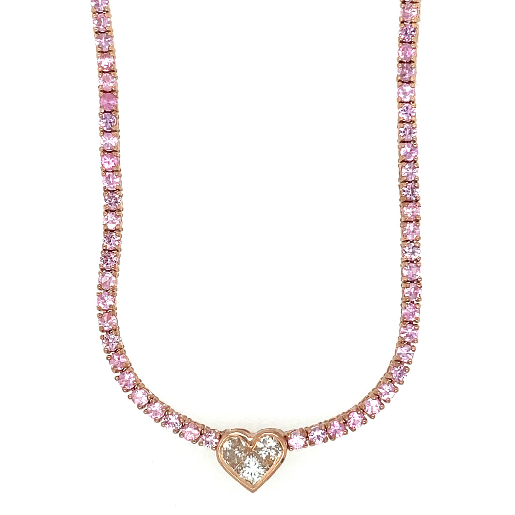 Pink Sapphire Heart Tennis