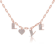 Load image into Gallery viewer, Hearts &amp; Love Paperclip Necklace .42ct