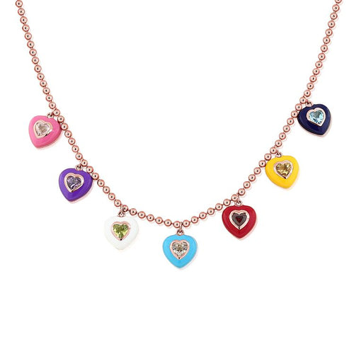 Colorful Hearts and Love Station Necklace