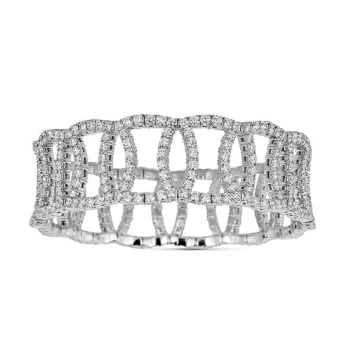Wide Overlaping Stretch Bracelet with Diamonds