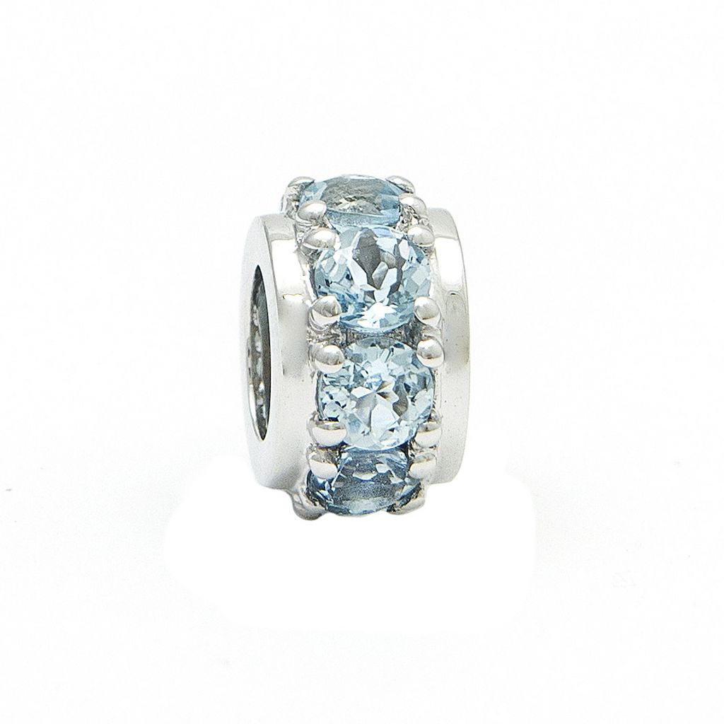 White Gold Rondel Round Prong Aquamarine Pendant