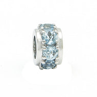 White Gold Rondel Round Prong Aquamarine Pendant
