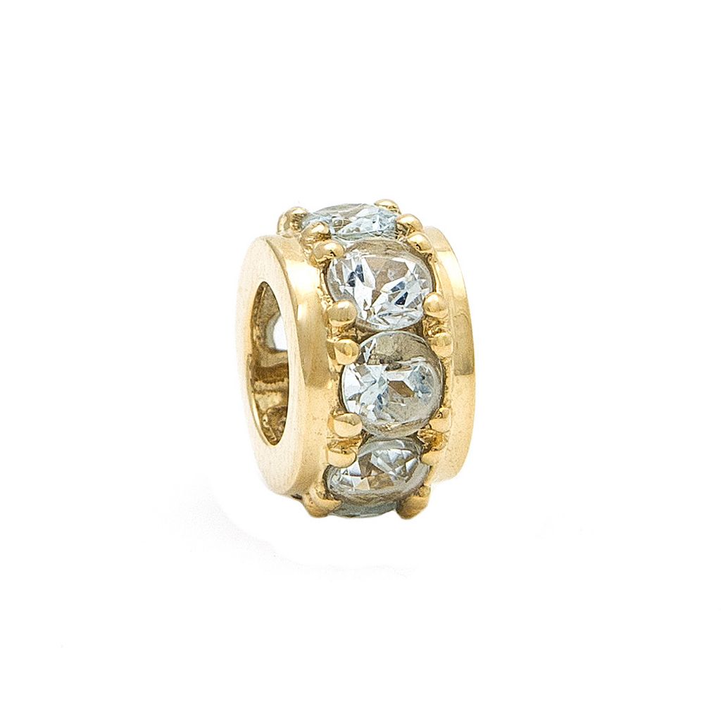Yellow Gold Rondel Round Prong Aquamarine Pendant