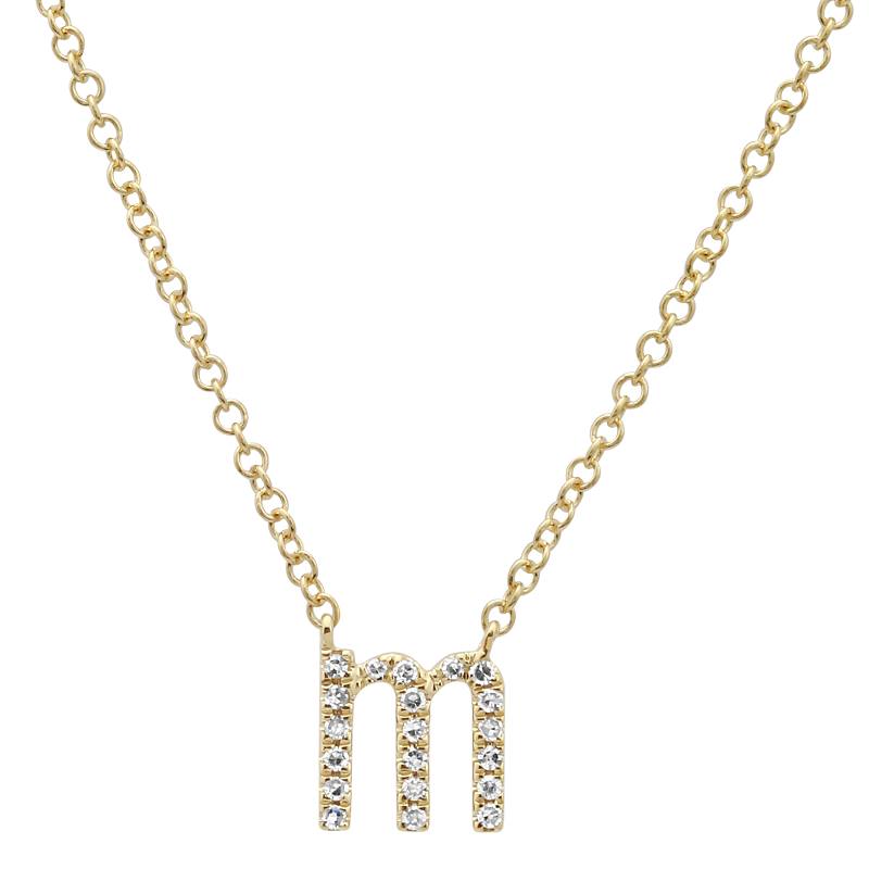 Lowercase Initial Diamond Necklace - 14k Yellow Gold