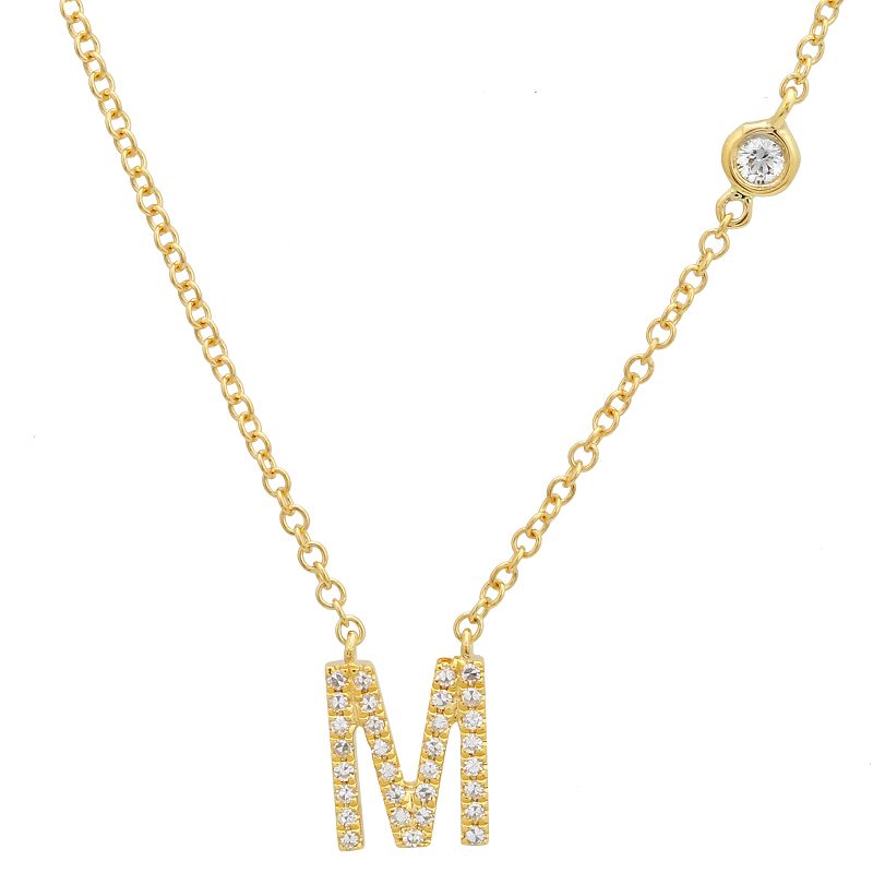 Initial Diamond And Bezel Necklace