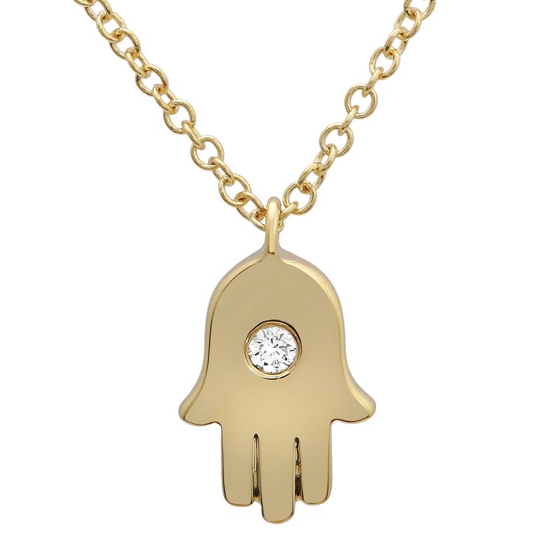 Hamsa Diamond Necklace 14k Yellow Gold