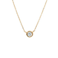 Yellow Gold Round Bezel Aquamarine Necklace