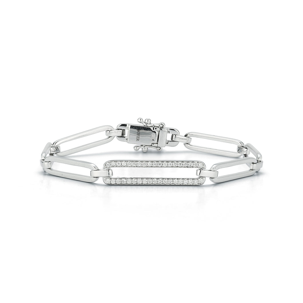 Paperclip Link Bracelet With One Diamond Link