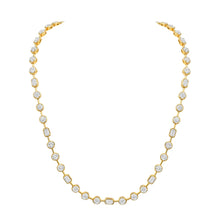 Load image into Gallery viewer, Bezel Set Emerald and Round Diamond Bar Necklace
