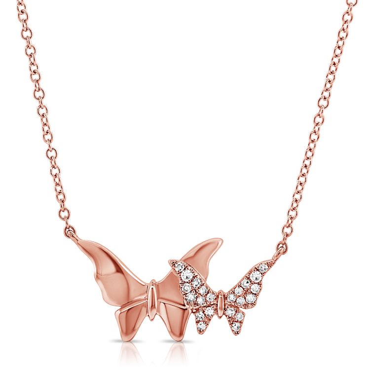 Diamond Butterfly Pendant Necklace (.06ct)