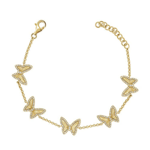 Diamond Fluted Butterfly Chain Bracelet (0.51ct)
