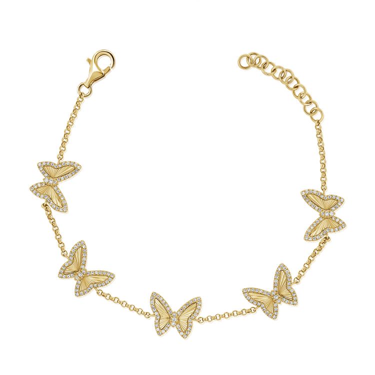 Diamond Fluted Butterfly Chain Bracelet (0.51ct)