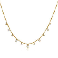 Diamond Heart Bezel Station Ball Necklace