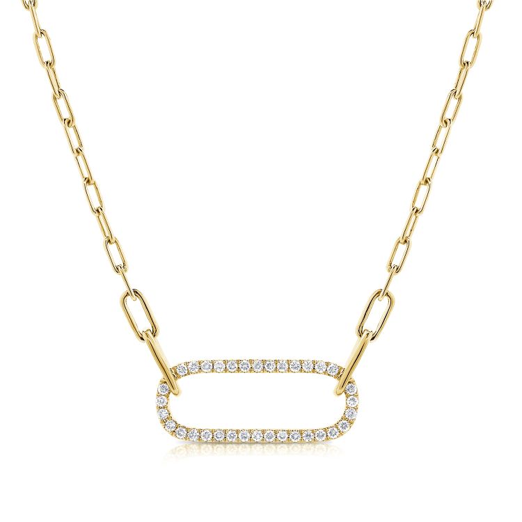 Diamond Link Paperclip Pendant Necklace (.39ct)