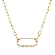 Diamond Link Paperclip Pendant Necklace (.39ct)
