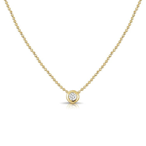 Diamond Solitaire Pendant Ball Necklace
