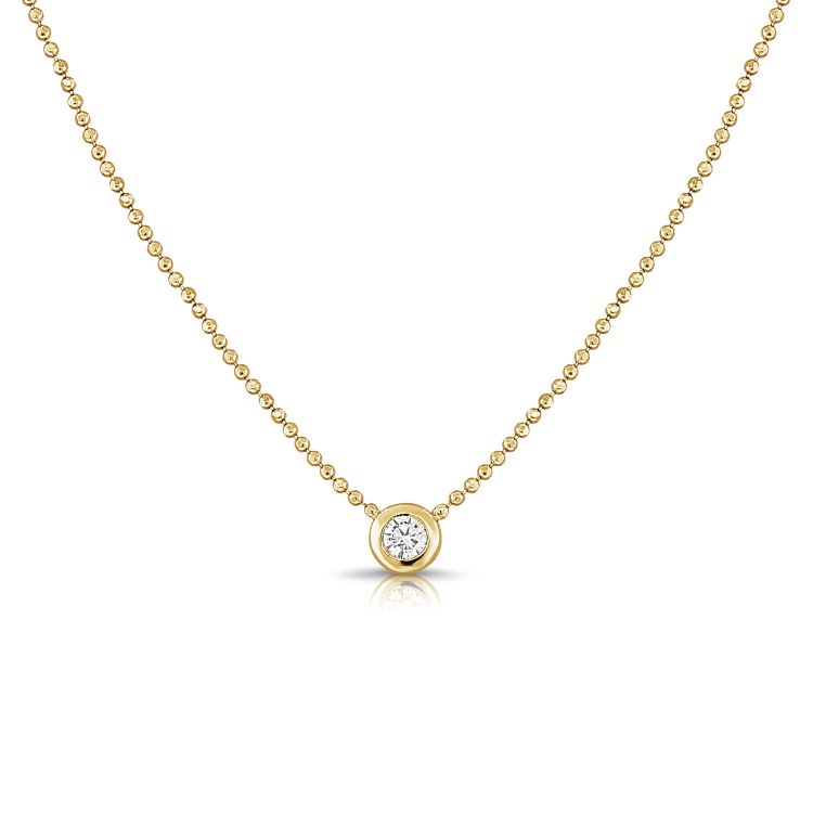 Diamond Solitaire Pendant Ball Necklace