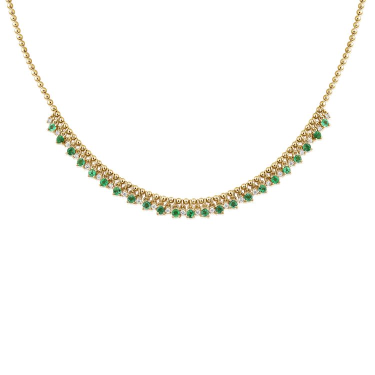 Emerald and Diamond Ball Necklace