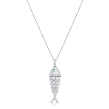 Load image into Gallery viewer, Emerald and Diamond Fish Pendant Necklace