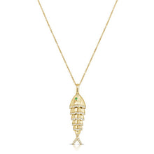 Load image into Gallery viewer, Emerald and Diamond Fish Pendant Necklace