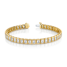Load image into Gallery viewer, Emerald Cut Diamond Bezel Set Straight Line Bracelet