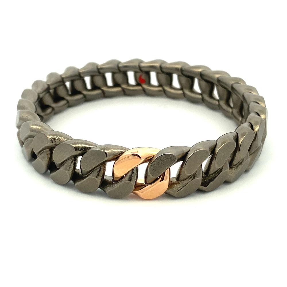 TITANIUM BRACELET WITH 1 ROSE GOLD LINK
