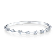 Hinged Bangle Bracelet with Fancy Shape Diamonds