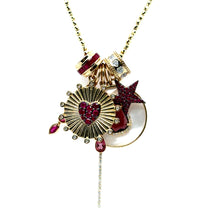 Load image into Gallery viewer, Fluted Ruby Heart Charm