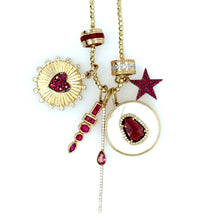 Load image into Gallery viewer, Fluted Ruby Heart Charm