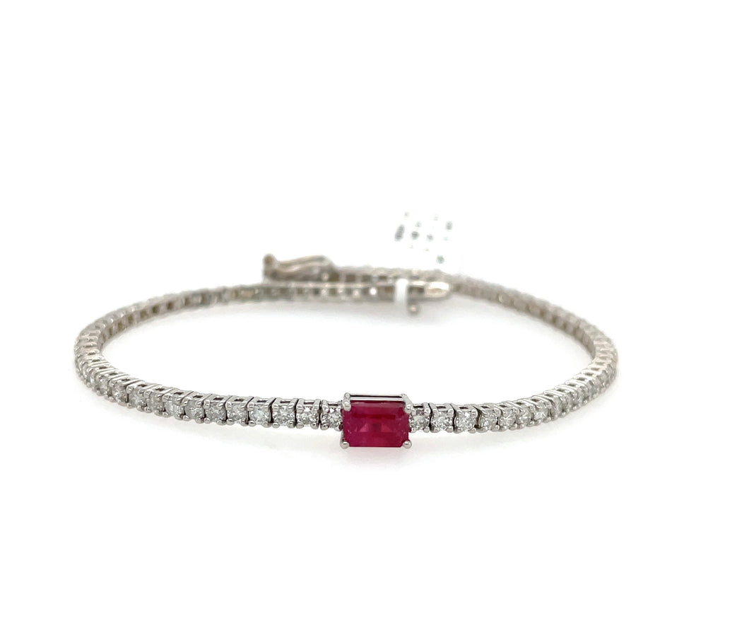 Tennis Bracelet with Ruby Stone
