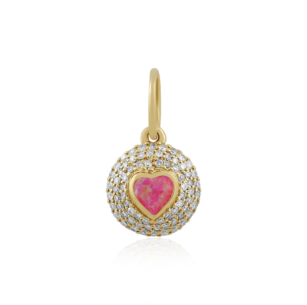 Pink Opal Heart Charm