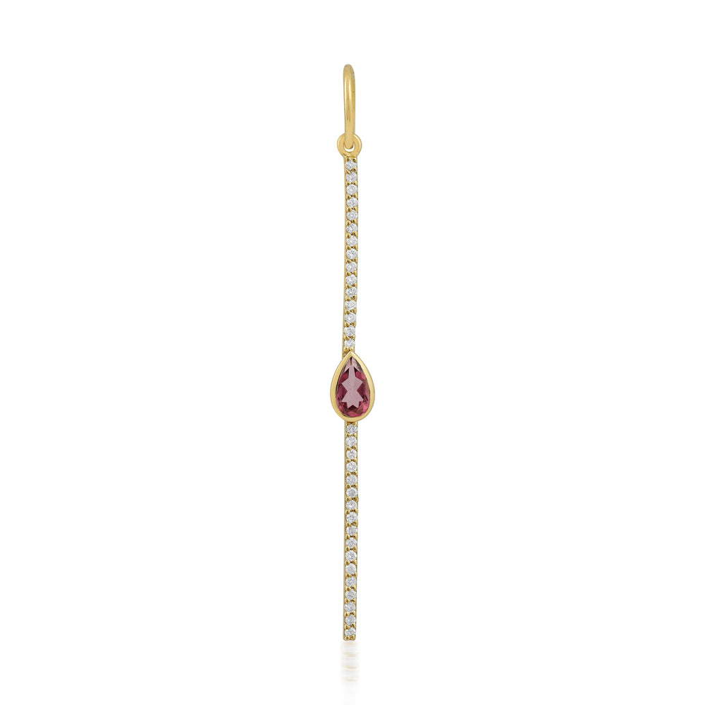 Tourmaline Teardrop & Diamond Charm