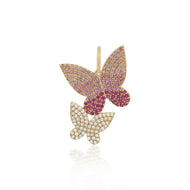 Ombre Pink Sapphire Double Butterfly Charm