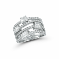 4 Row Multi Shape Diamond Ring