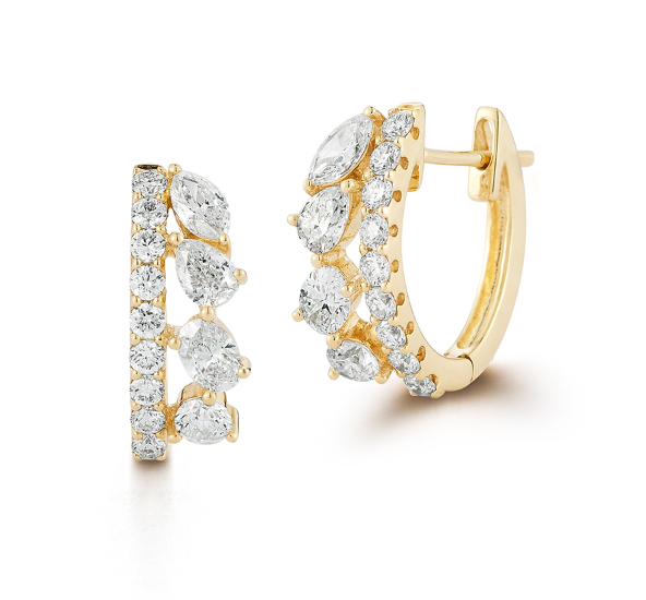 Multi Shape Diamond Huggie Earrings