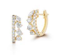 Multi Shape Diamond Huggie Earrings